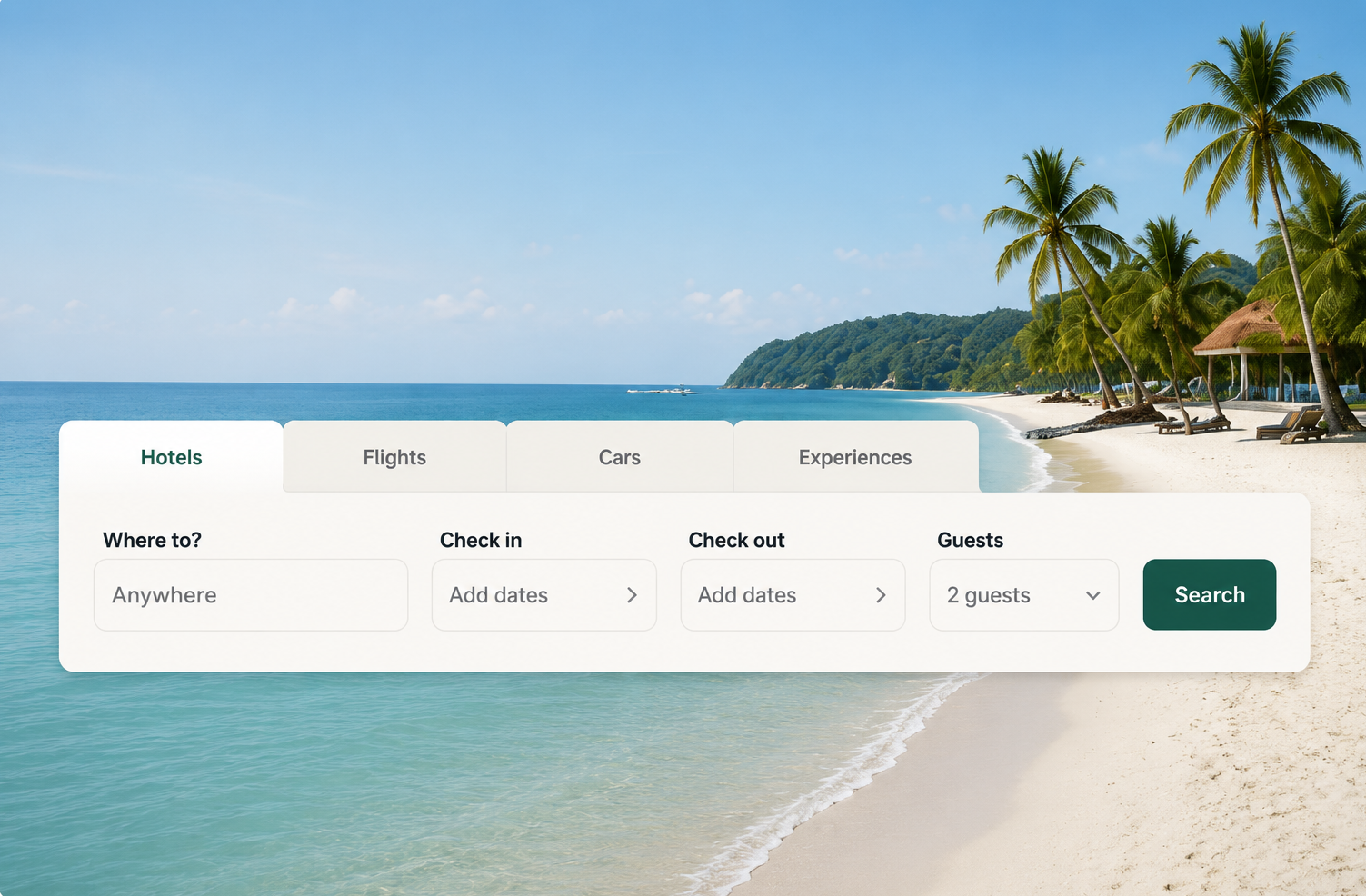 Travelia inline search booking widget
